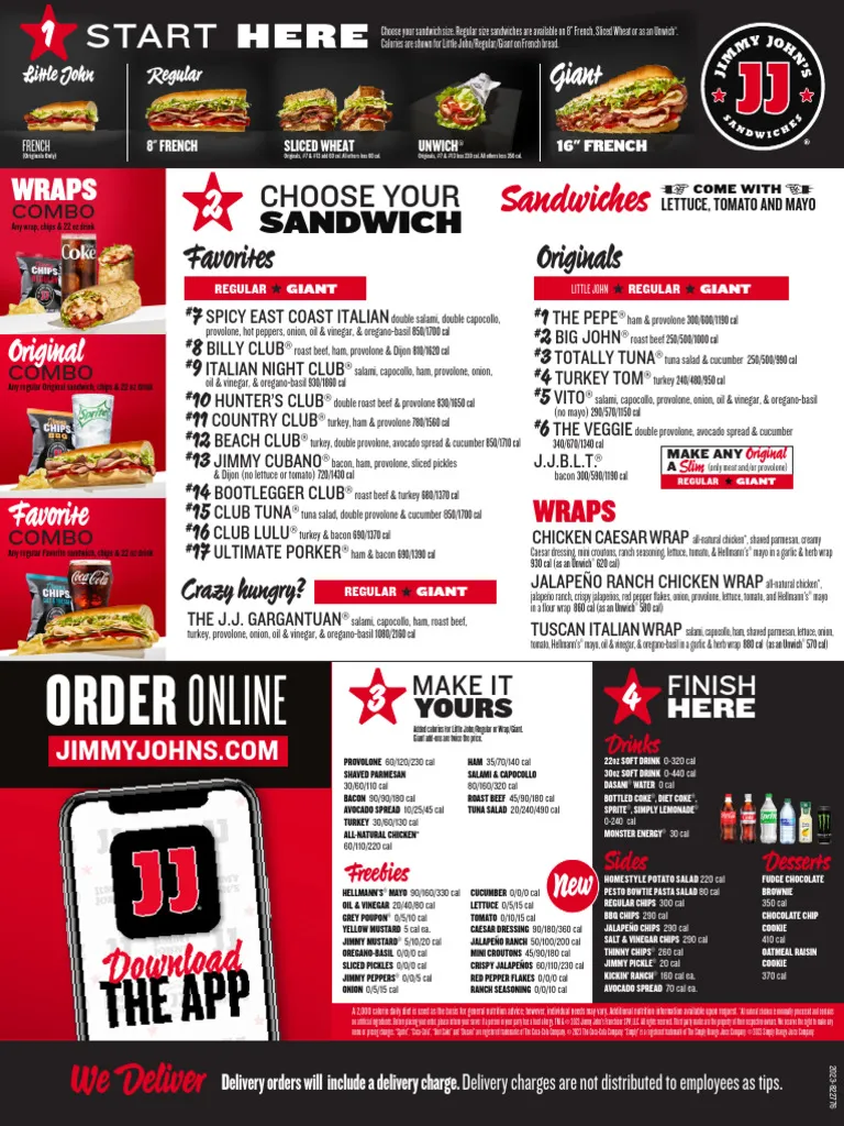 Jimmy John’s Menu With Prices 2026, Calories & Deals