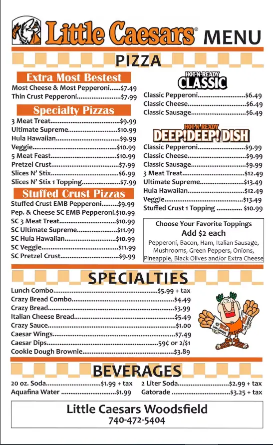 Little Caesars Menu With Prices 2026: Calories & Deals