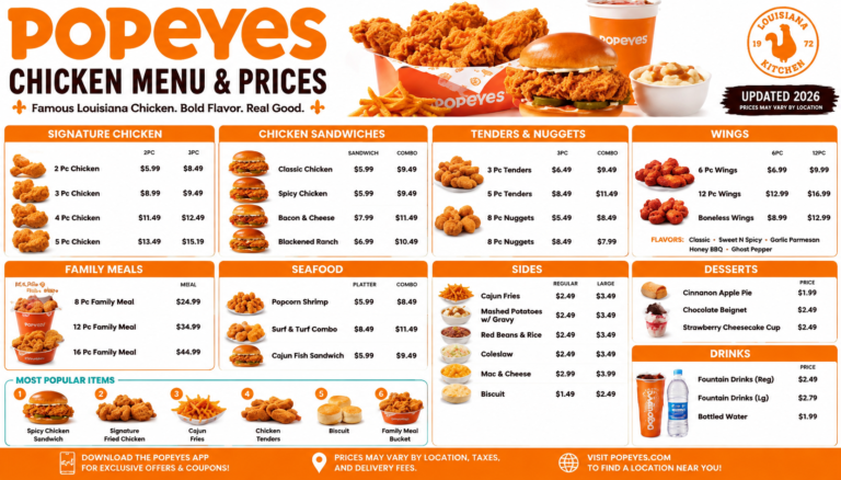 Popeyes Menu With Prices by Category