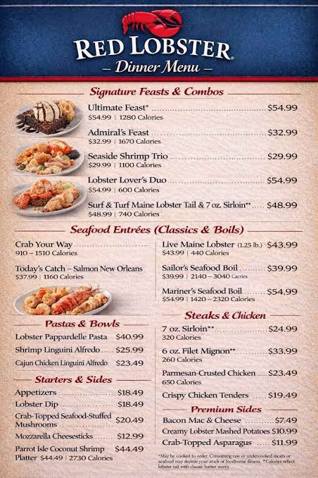 Red Lobster Menu With Prices 2026, Calories & Deals