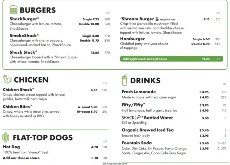 Shake Shack Menu With Prices 2026 & Calories