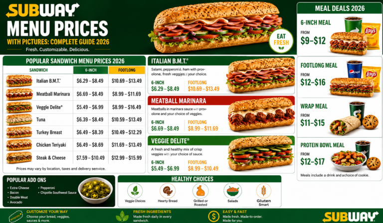 Subway Menu With Prices